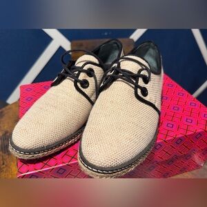 Tory Burch Black and Cream Espadrilles